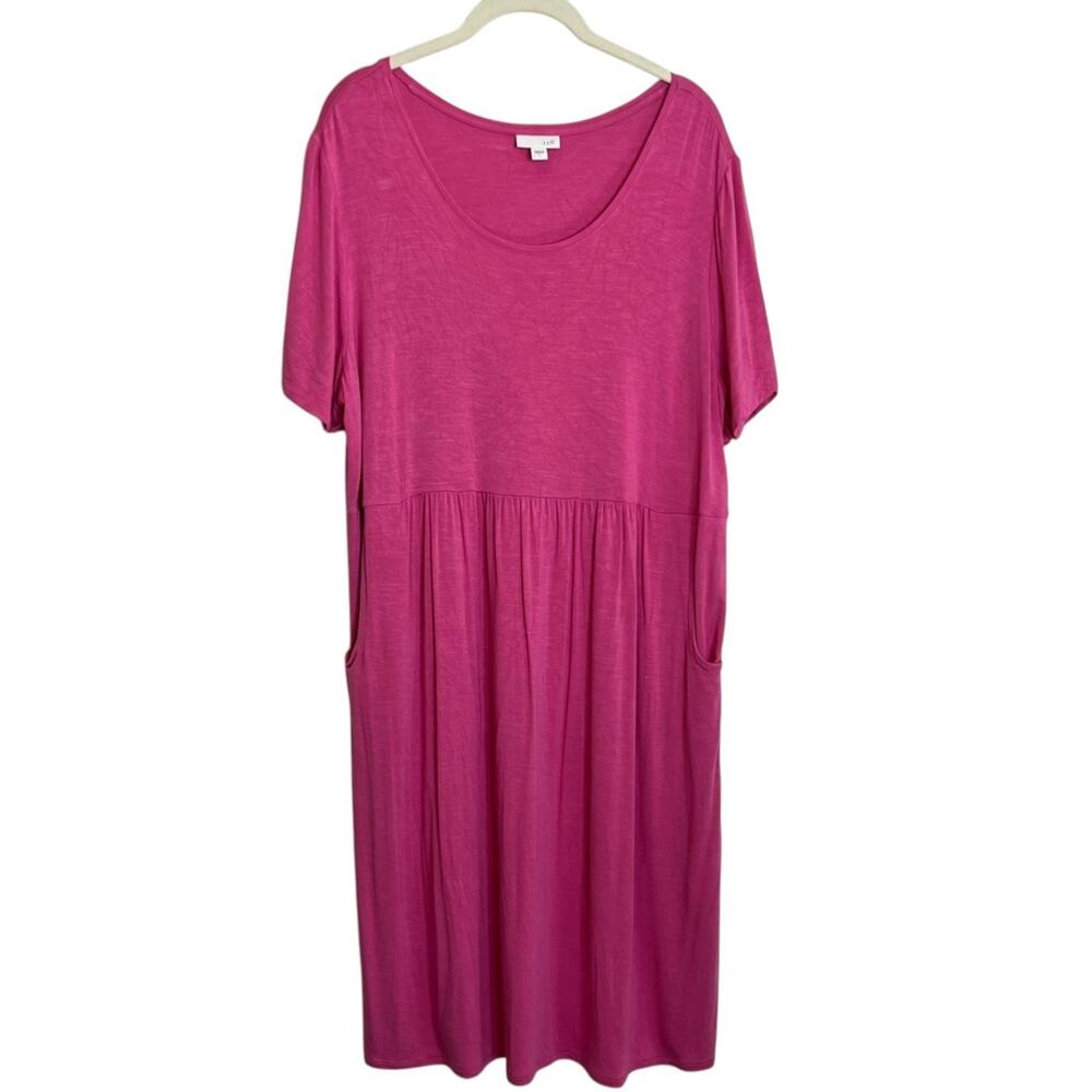 J Jill Womens Dress Large Sweat Pea Pink Scoop Neck Pockets Short Sleeve